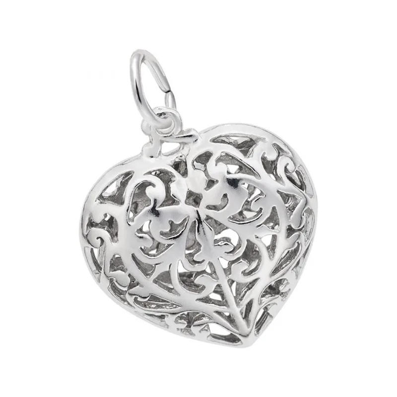 Filigree Sterling Silver Heart Charm