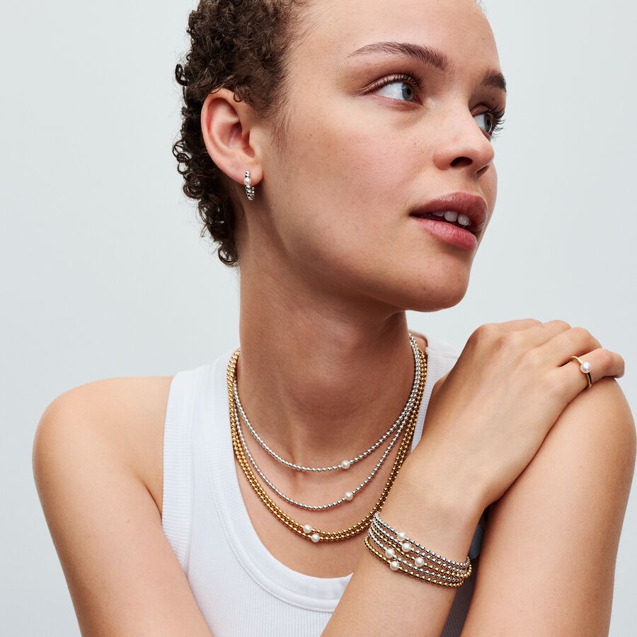 Pandora Treated Freshwater Cultured Pearl &amp; Beads Collier Necklace