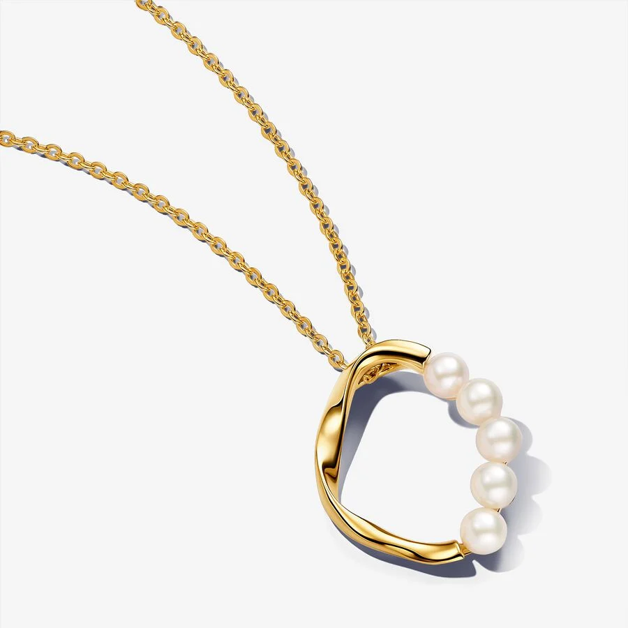 Pandora Organically Shaped Circle &amp; Treated Freshwater Cultured Pearls Pendant Necklace