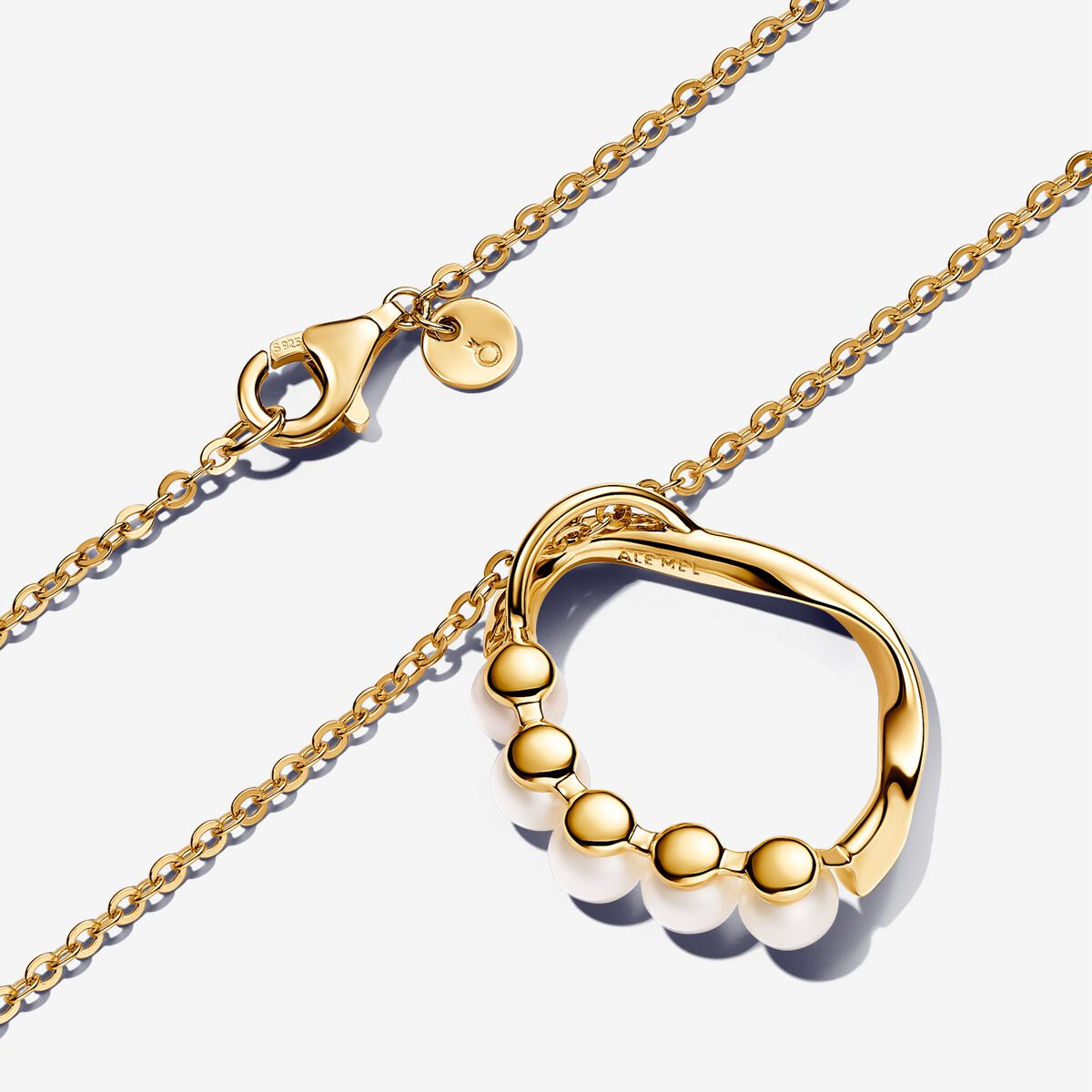 Pandora Organically Shaped Circle &amp; Treated Freshwater Cultured Pearls Pendant Necklace