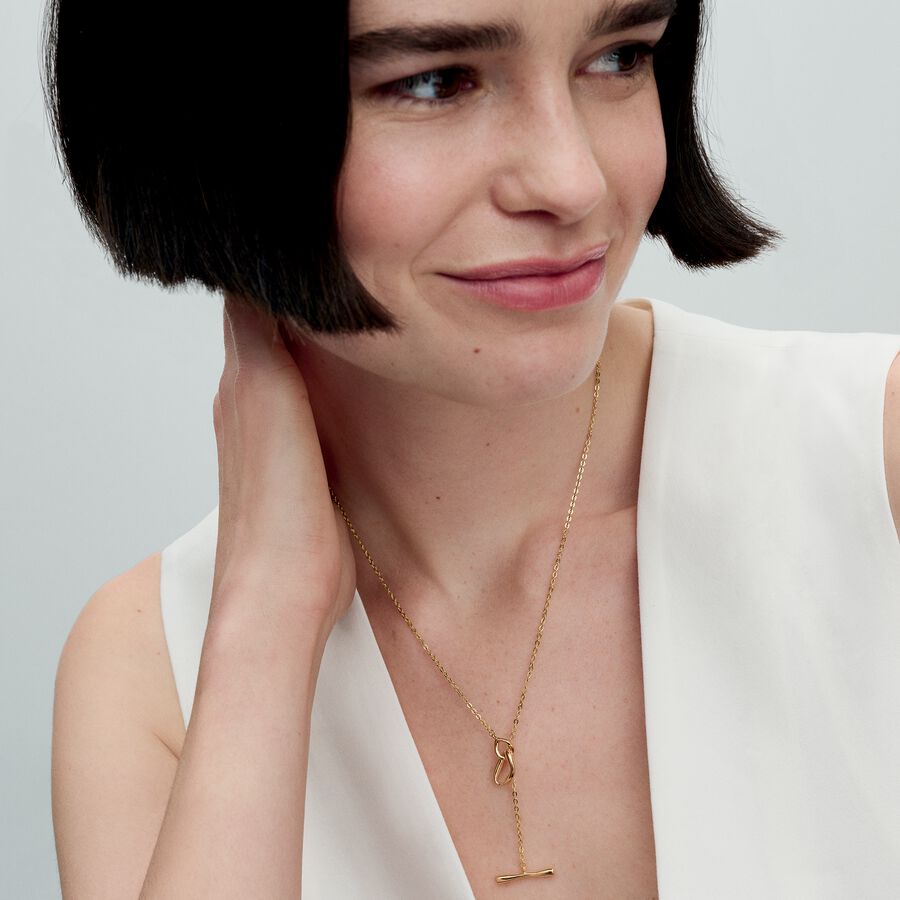 Pandora Organically Shaped Circles T-bar Necklace