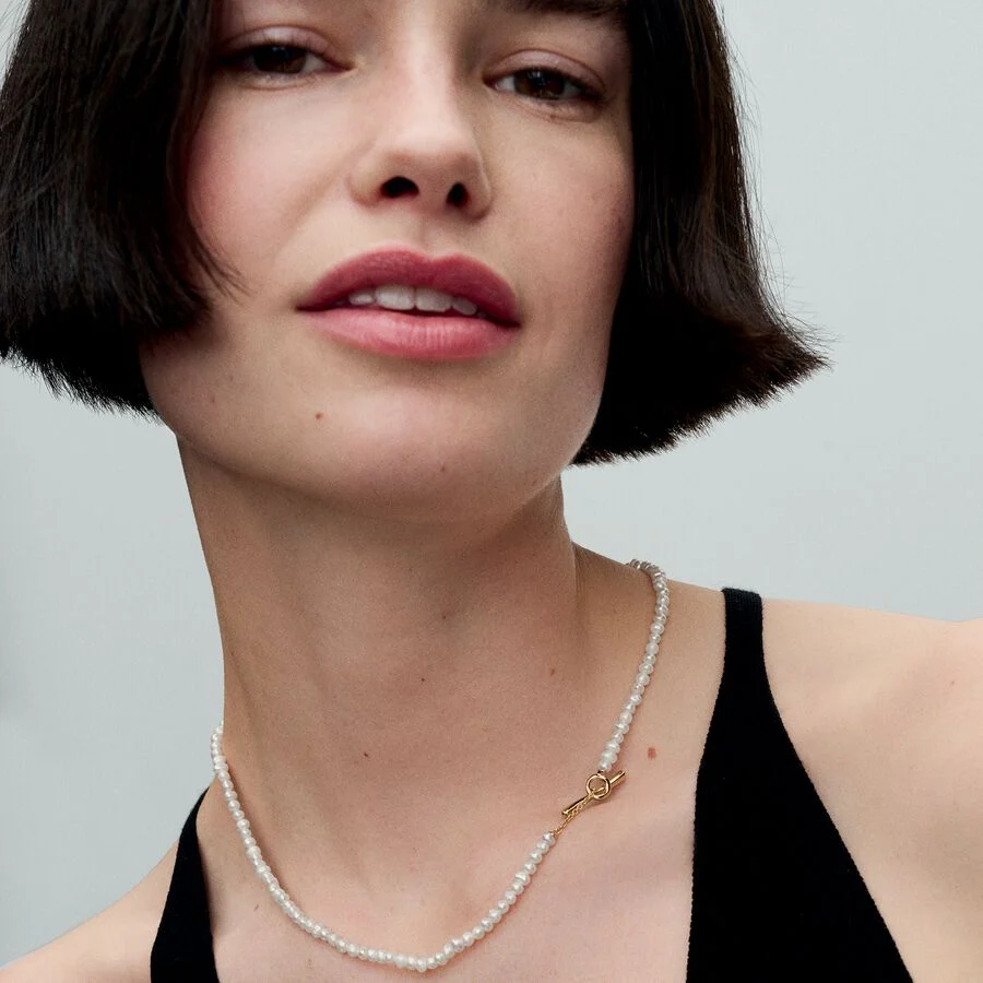 Pandora Treated Freshwater Cultured Pearls T-bar Collier Necklace