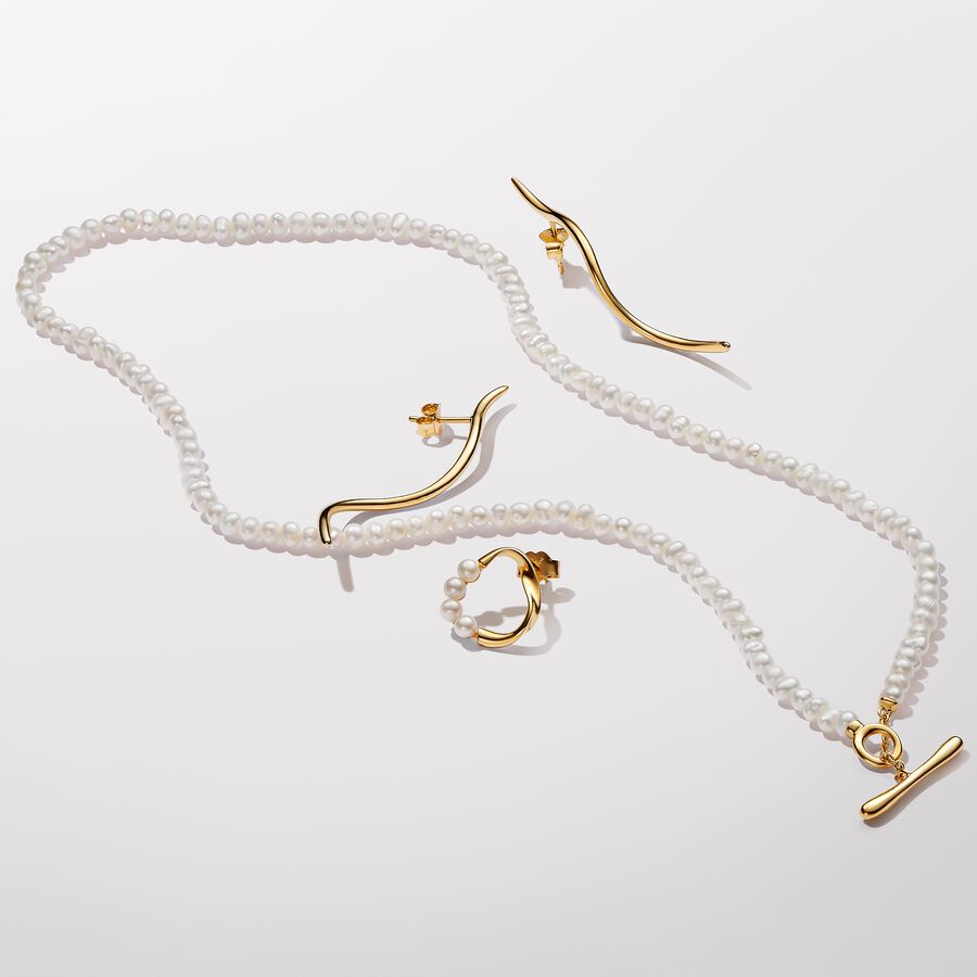 Pandora Treated Freshwater Cultured Pearls T-bar Collier Necklace