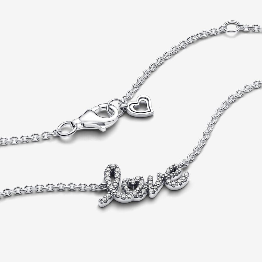Pandora Sparkling Handwritten Love Collier Necklace
