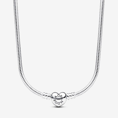 Pandora Moments Heart Clasp Snake Chain Necklace