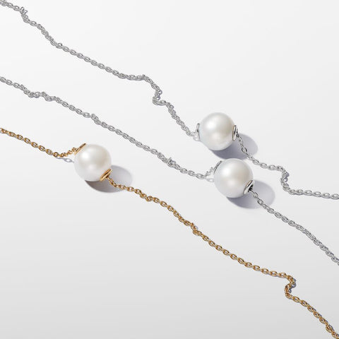Pandora Treated Freshwater Cultured Pearl Collier Silver Necklace