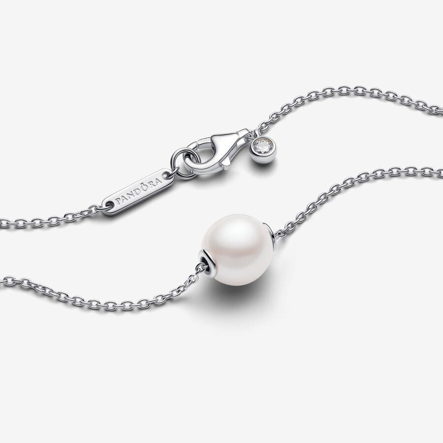 Pandora Treated Freshwater Cultured Pearl Collier Silver Necklace