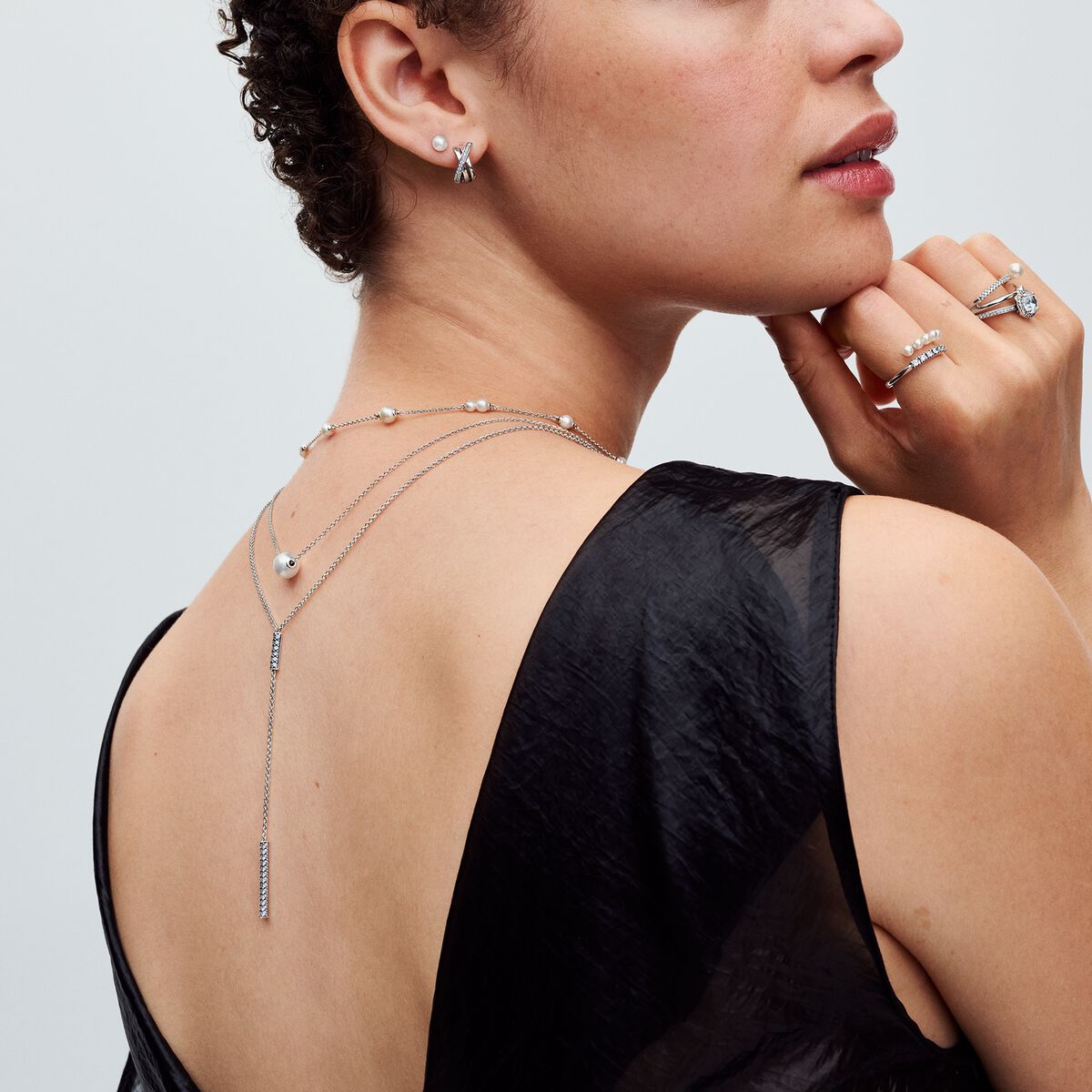 Pandora Treated Freshwater Cultured Pearl Station Chain Necklace