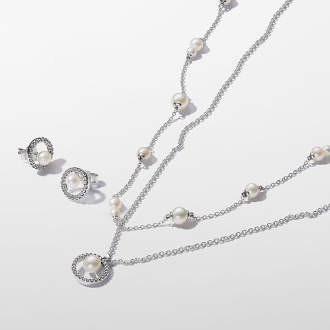 Pandora Treated Freshwater Cultured Pearl Station Chain Necklace