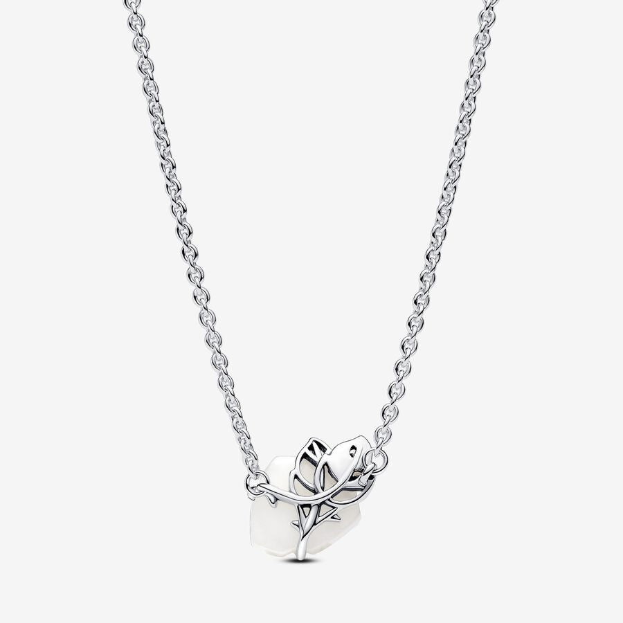 Pandora White Rose in Bloom Collier Necklace