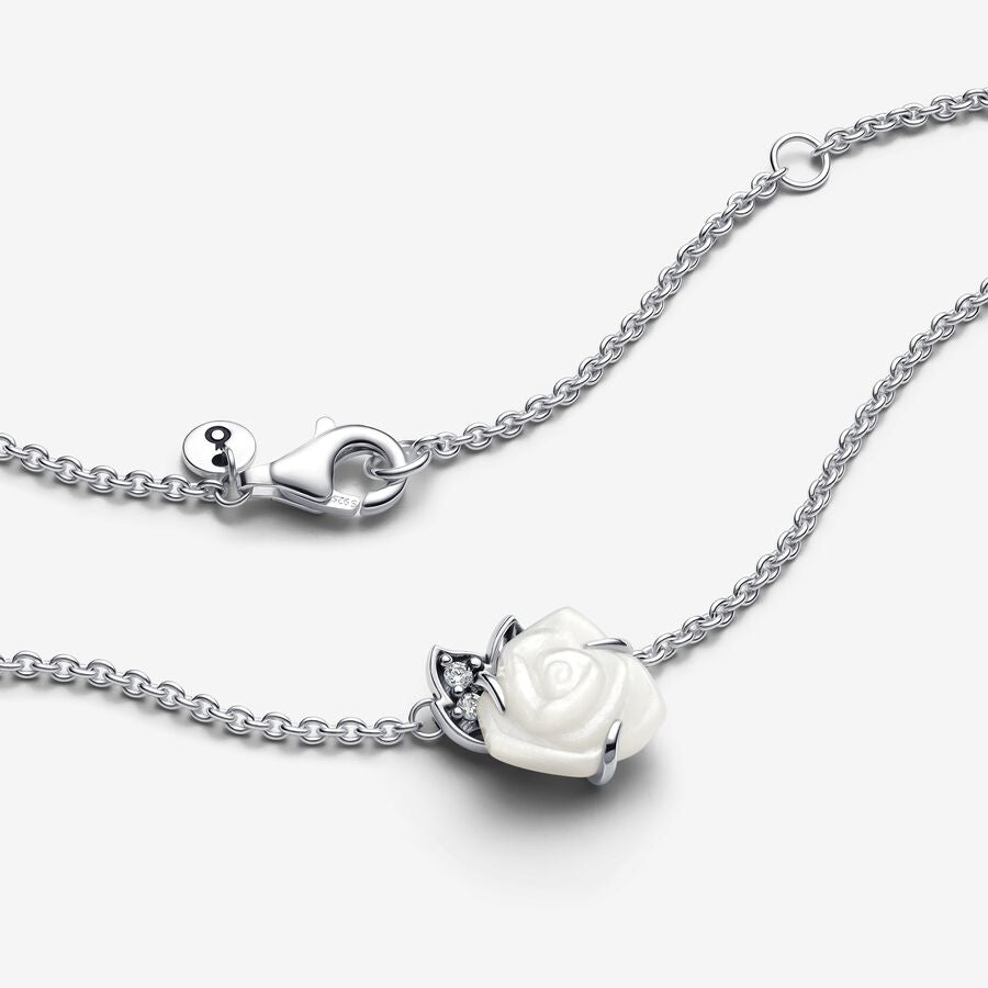 Pandora White Rose in Bloom Collier Necklace