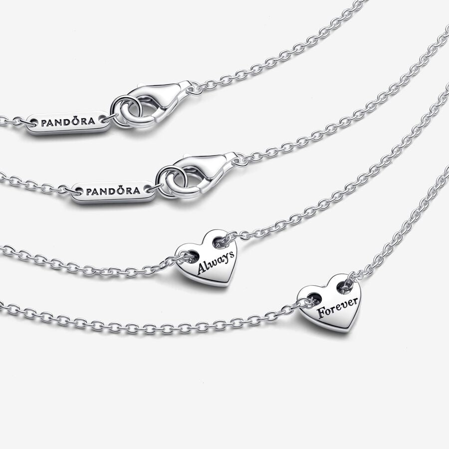 Pandora Forever &amp; Always Splittable Heart Collier Necklaces