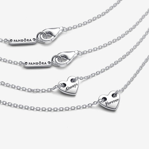 Pandora Forever & Always Splittable Heart Collier Necklaces