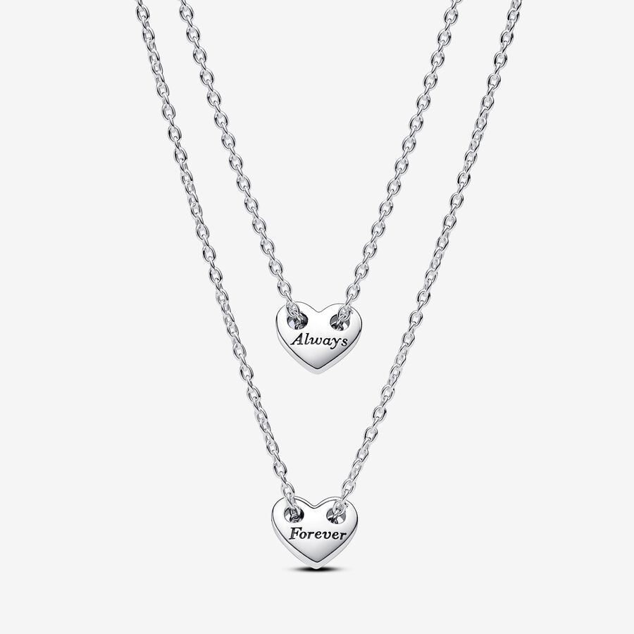 Pandora Forever &amp; Always Splittable Heart Collier Necklaces
