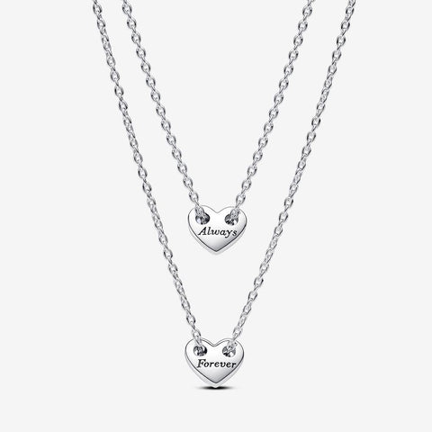 Pandora Forever & Always Splittable Heart Collier Necklaces