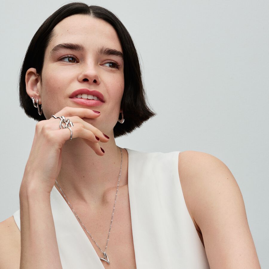 Pandora Organically Shaped Heart Pendant Silver Necklace