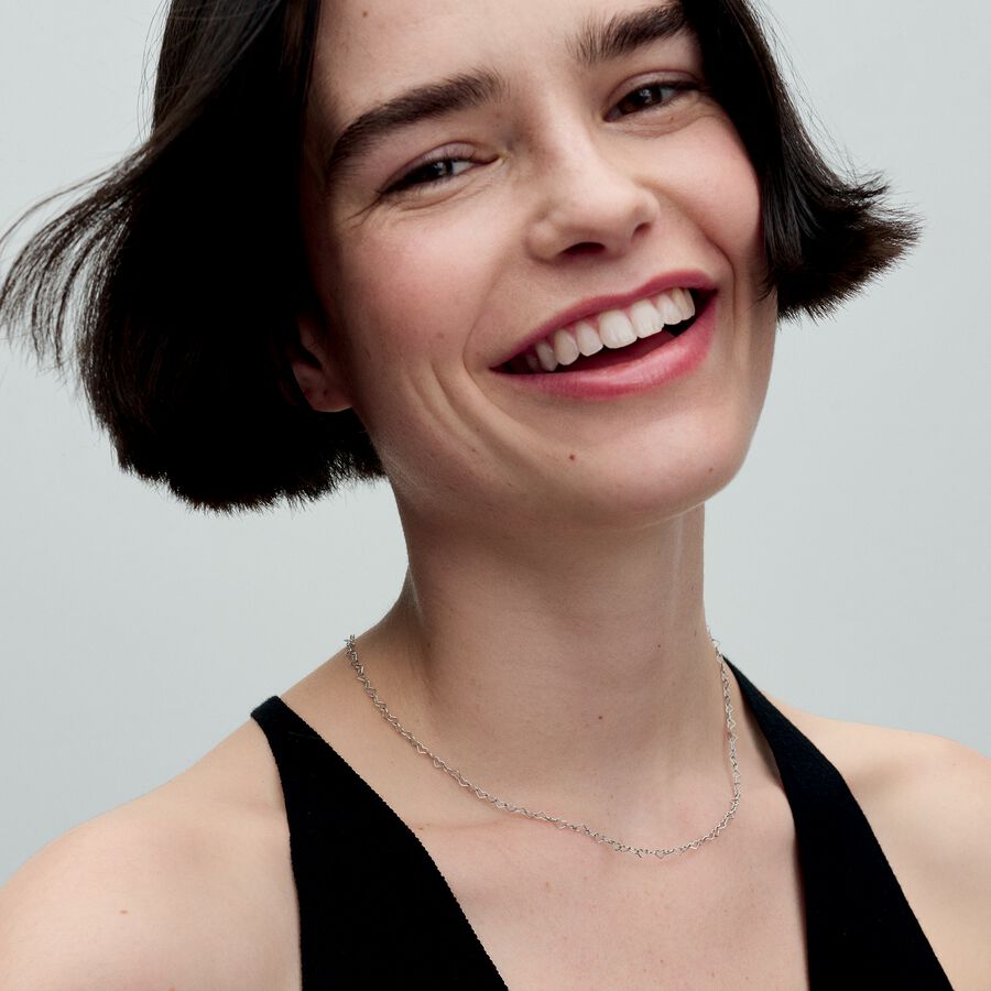 Pandora Linked Hearts Collier Silver Necklace