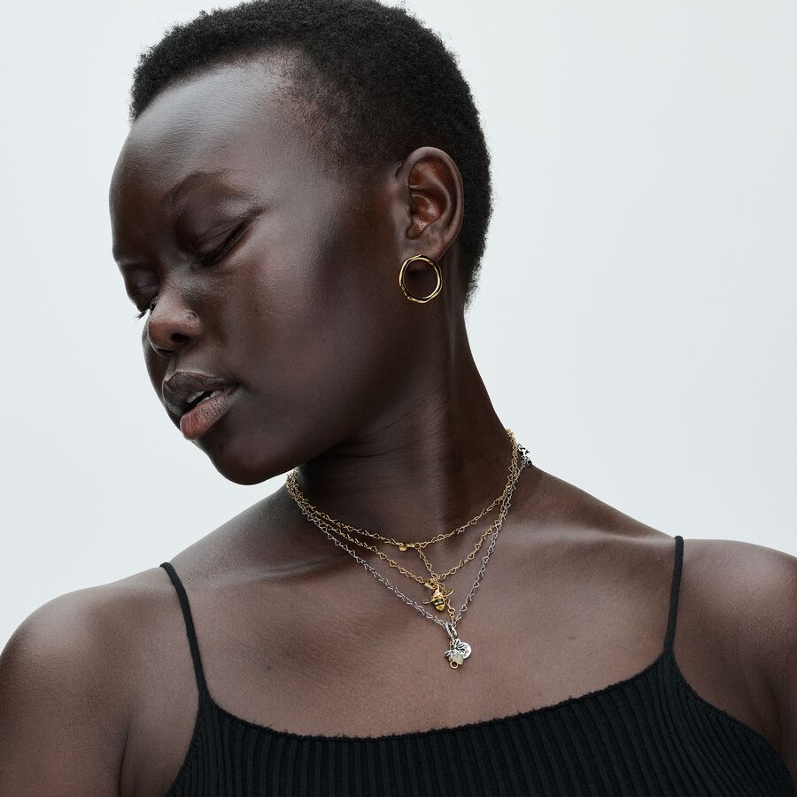 Pandora Linked Hearts Collier Silver Necklace