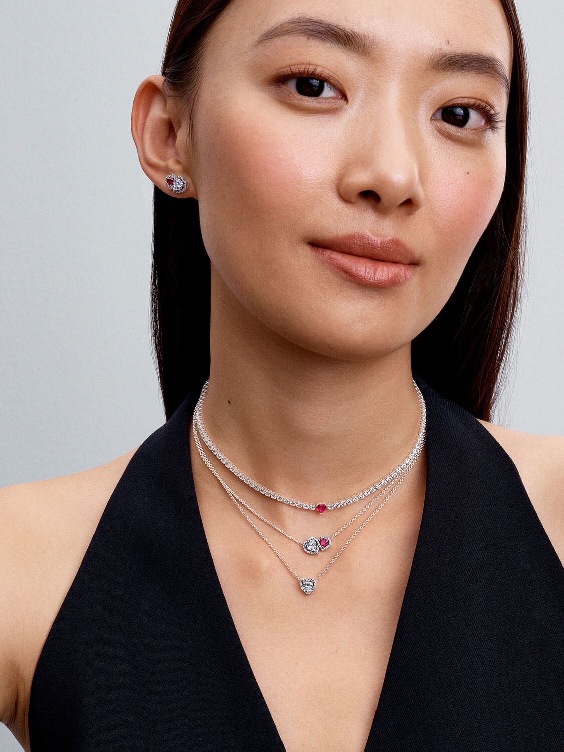 Pandora Halo Hearts Pendant Necklace