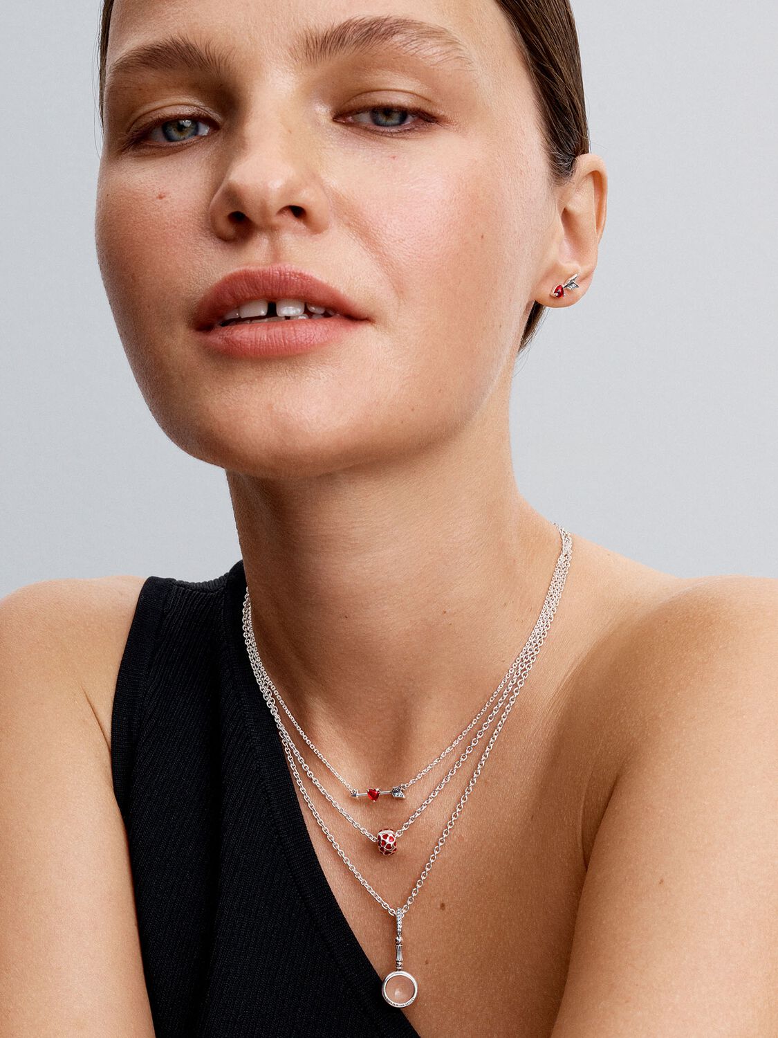 Pandora Arrow &amp; Murano Glass Heart Necklace