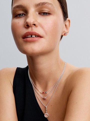 Pandora Arrow & Murano Glass Heart Necklace