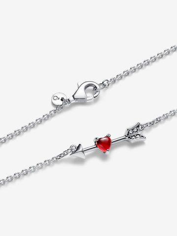 Pandora Arrow & Murano Glass Heart Necklace