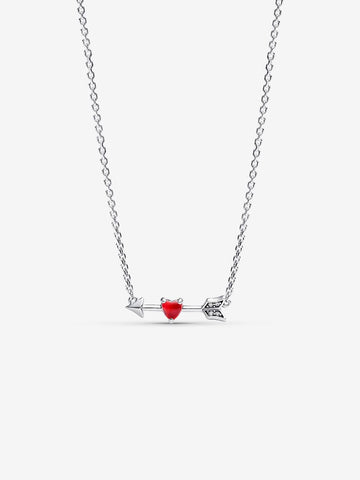 Pandora Arrow & Murano Glass Heart Necklace