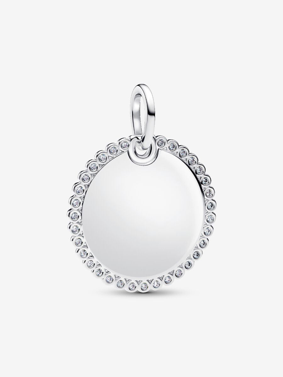 Pandora Sterling Silver Engravable Round Tag Pendant
