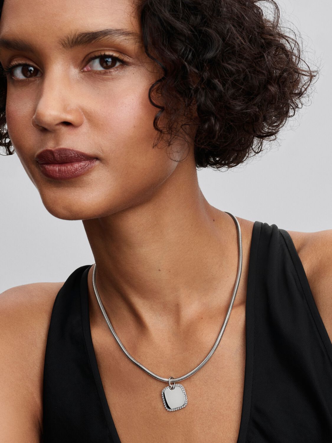 Pandora Sterling Silver Engravable Square Tag Pendant