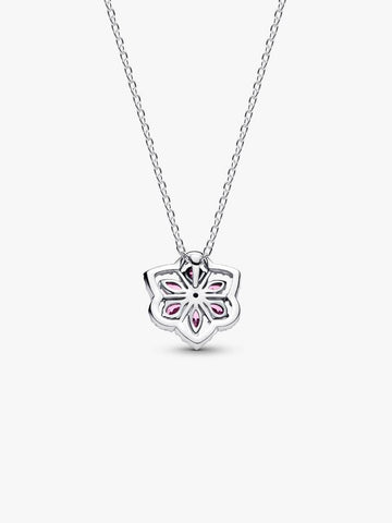 Pandora Herbarium Sparkling Pink Flower Pendant Necklace
