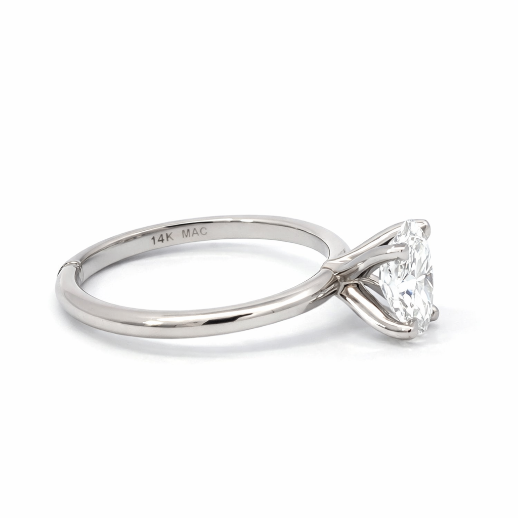 14K White Gold 1.05CT Oval Lab Grown Diamond Ring