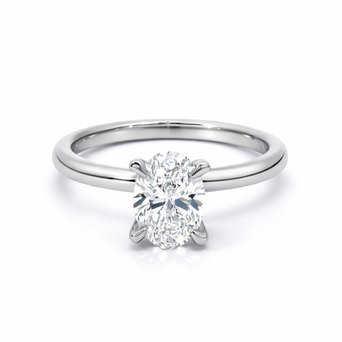 14K White Gold 1.05CT Oval Lab Grown Diamond Ring