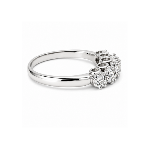 14K White Gold 0.52CT Diamond Flower Ring