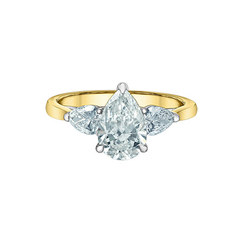 14K Yellow Gold 2.21TDW Lab Diamond Pear Engagement Ring