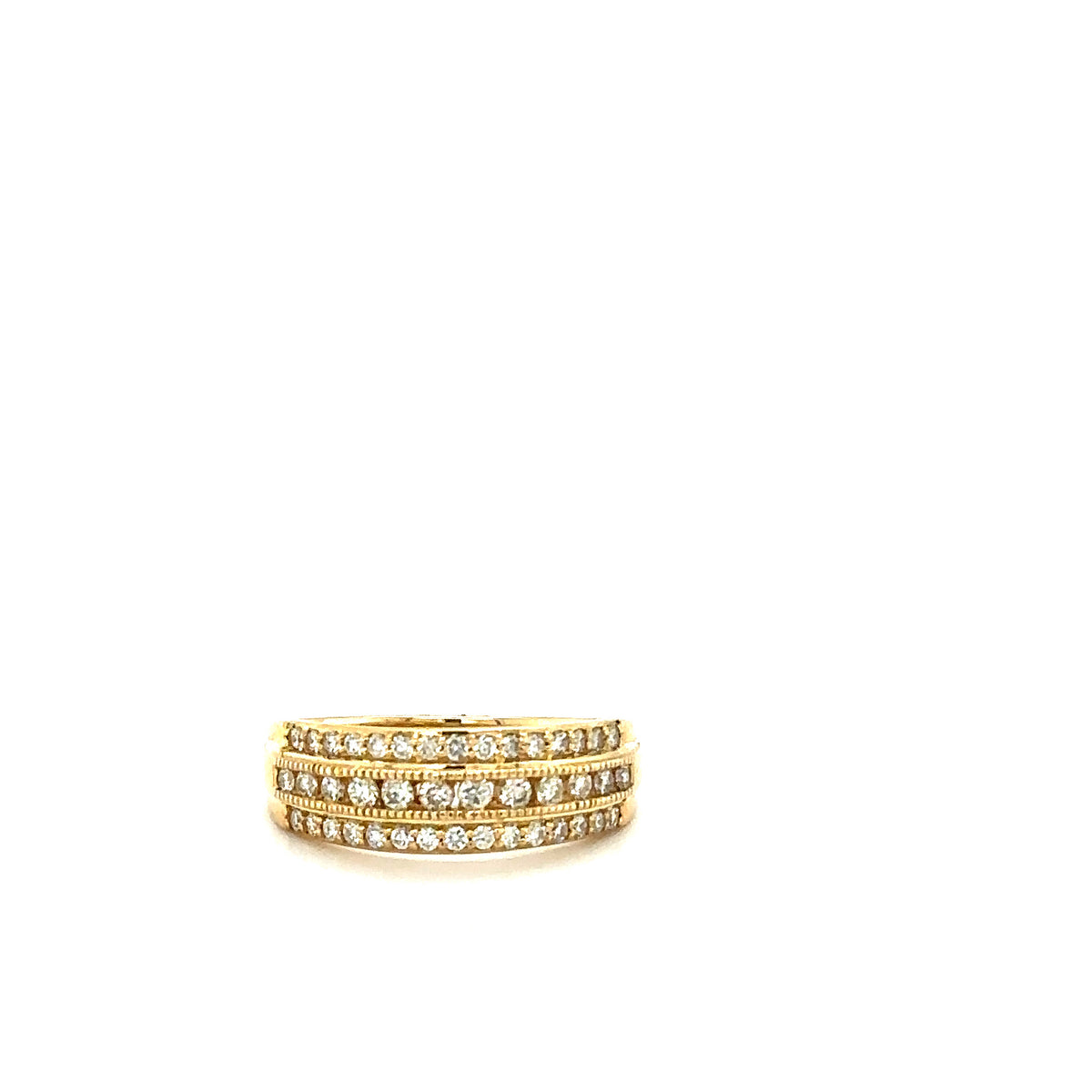 Sparkling Three-Row Diamond Band in 10K Yellow Gold with 0.50 Carat Total Weight