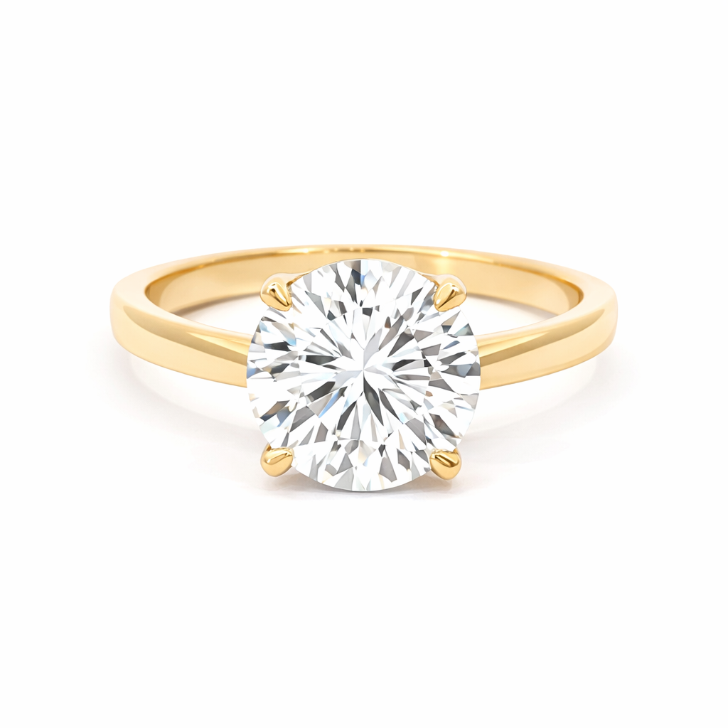 5.16 TDW Round Lab-Grown Diamond Solitaire Ring with 14K Yellow Gold