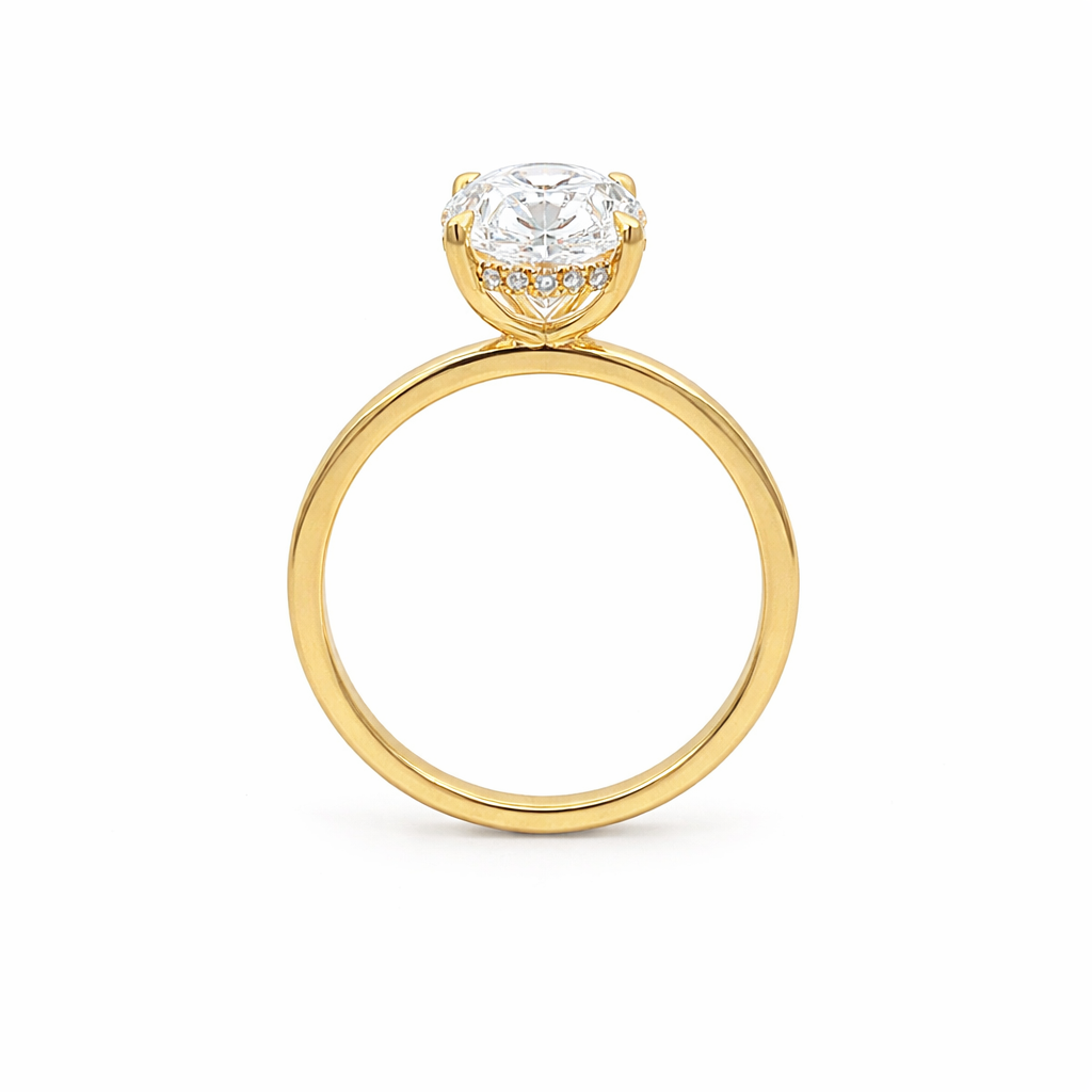 5.21 TDW Lab-Grown Diamond Solitaire Ring with Hidden Halo in 14K Yellow Gold
