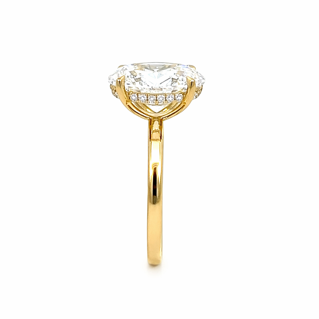 5.21 TDW Lab-Grown Diamond Solitaire Ring with Hidden Halo in 14K Yellow Gold