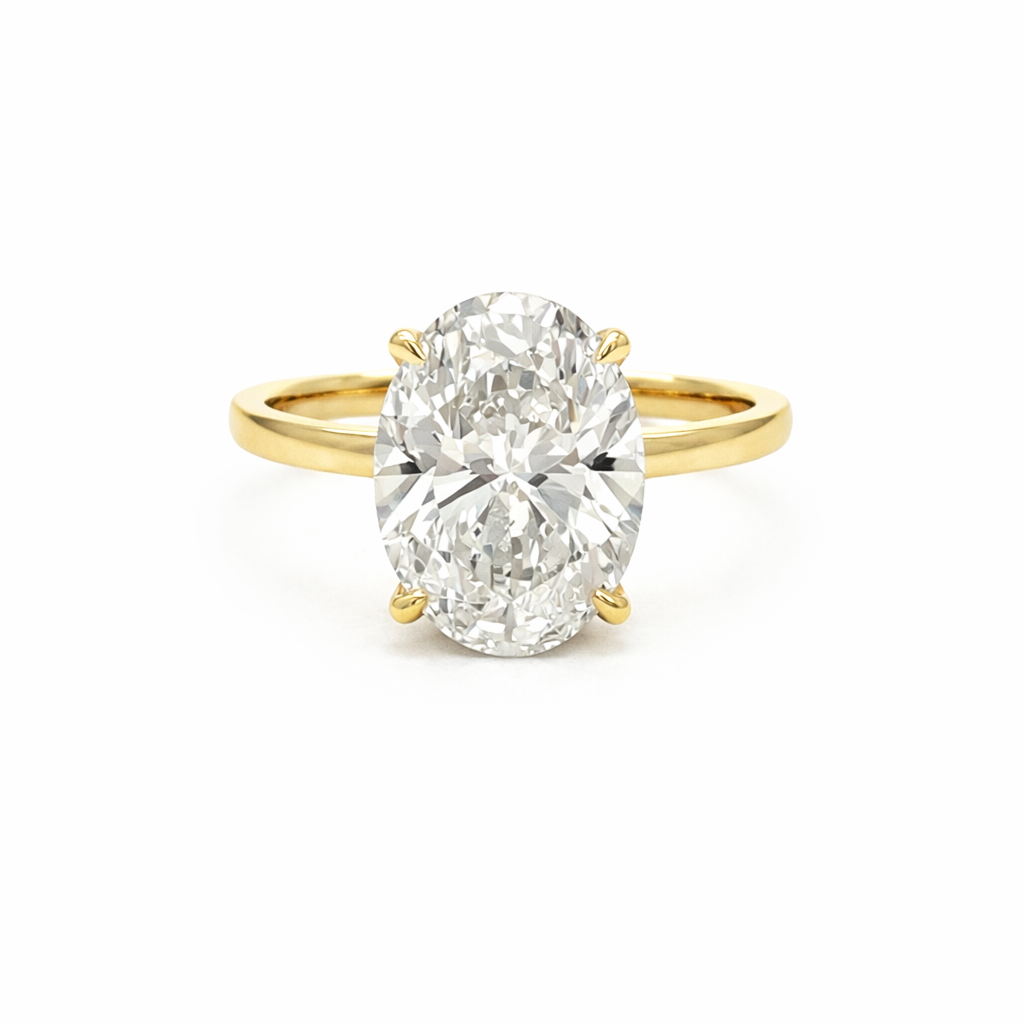 5.21 TDW Lab-Grown Diamond Solitaire Ring with Hidden Halo in 14K Yellow Gold