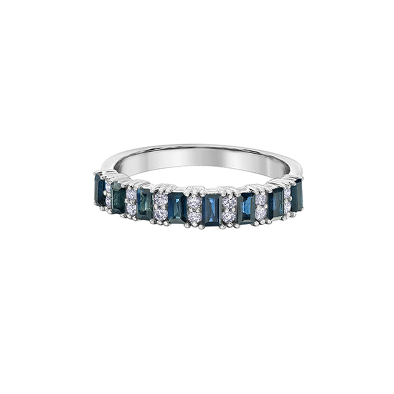 10K White Gold 0.14TDW Diamond and Sapphire Band