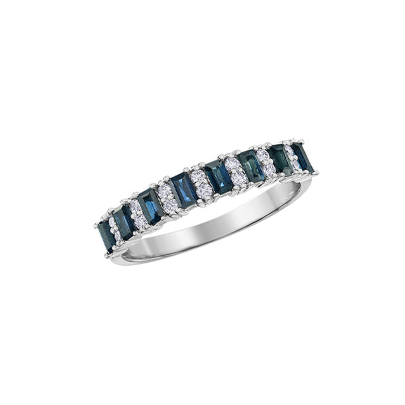 10K White Gold 0.14TDW Diamond and Sapphire Band
