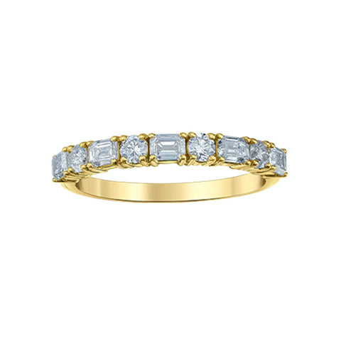 14K Yellow Gold 0.75ct Lab Grown Diamond & Emerald Band
