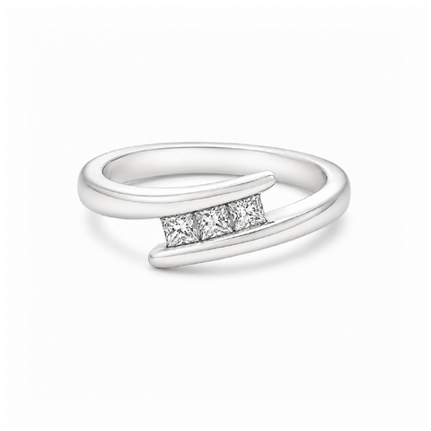 10K White Gold 0.18CT Square Cut Diamond Ring