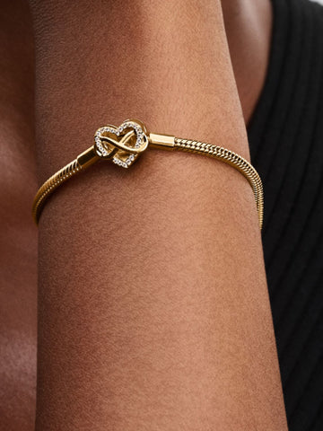 Pandora Sparkling Infinity Heart Clasp Snake Chain Bracelet