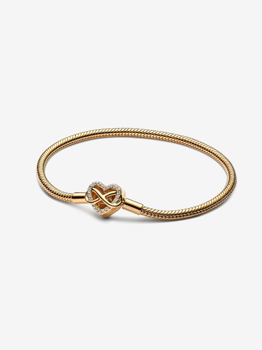 Pandora Sparkling Infinity Heart Clasp Snake Chain Bracelet