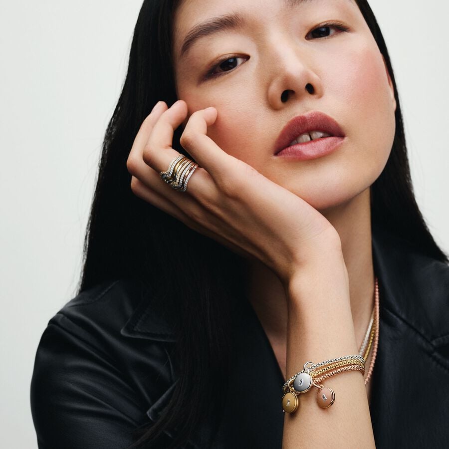 Pandora Studded Chain Slider Rose Gold Plated Bracelet