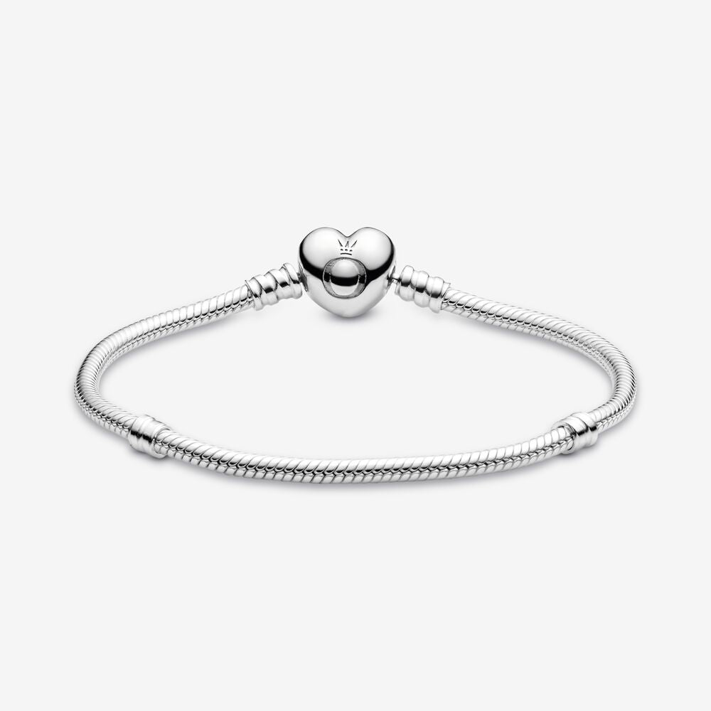 Pandora Moments Heart Clasp Silver Snake Chain Bracelet