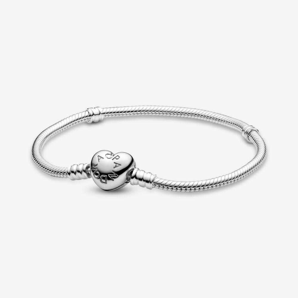 Pandora Moments Heart Clasp Silver Snake Chain Bracelet