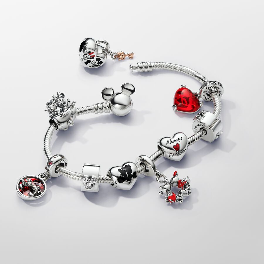 Pandora Disney Mickey Mouse Clasp Moments Snake Chain Bracelet
