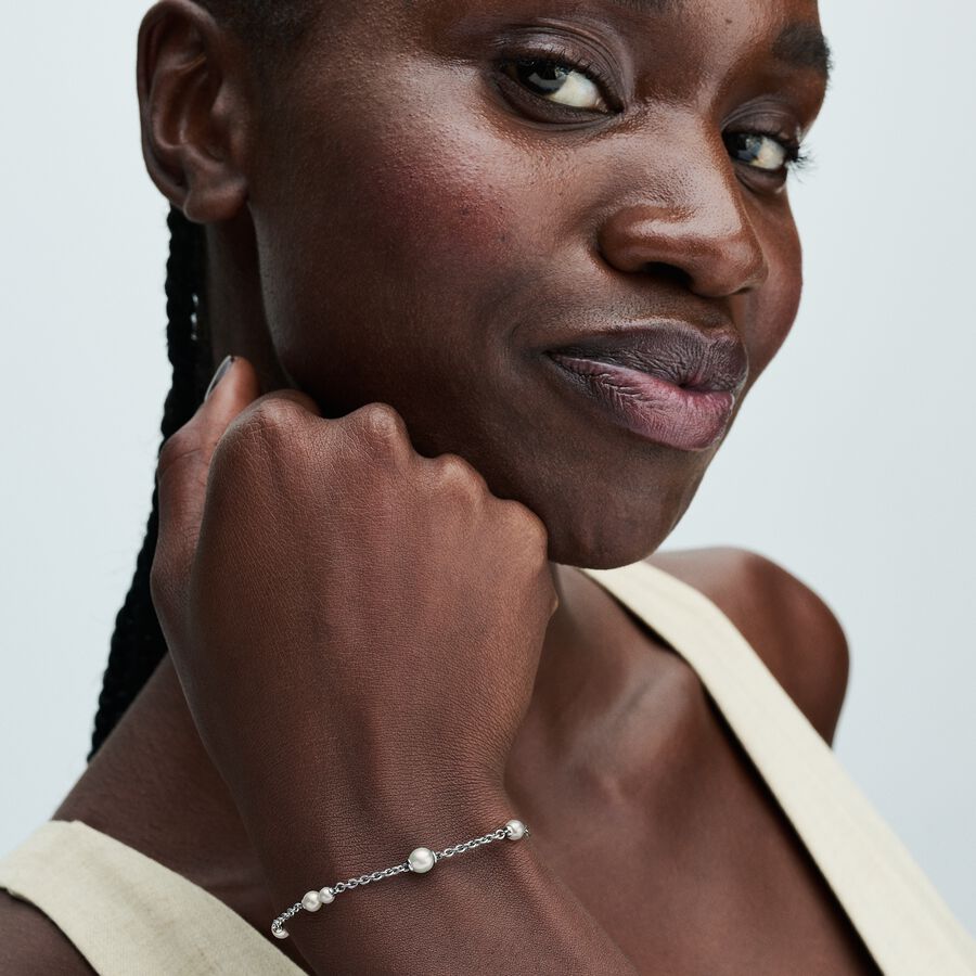 Pandora Treated Freshwater Cultured Pearl Station Chain Bracelet